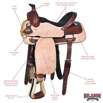 Western Horse Saddle American Leather Ranch Roping Cowboy Hilason